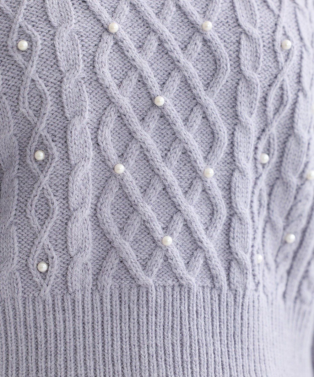 earth music&ecology パール＆ケーブルニットプルオーバー 