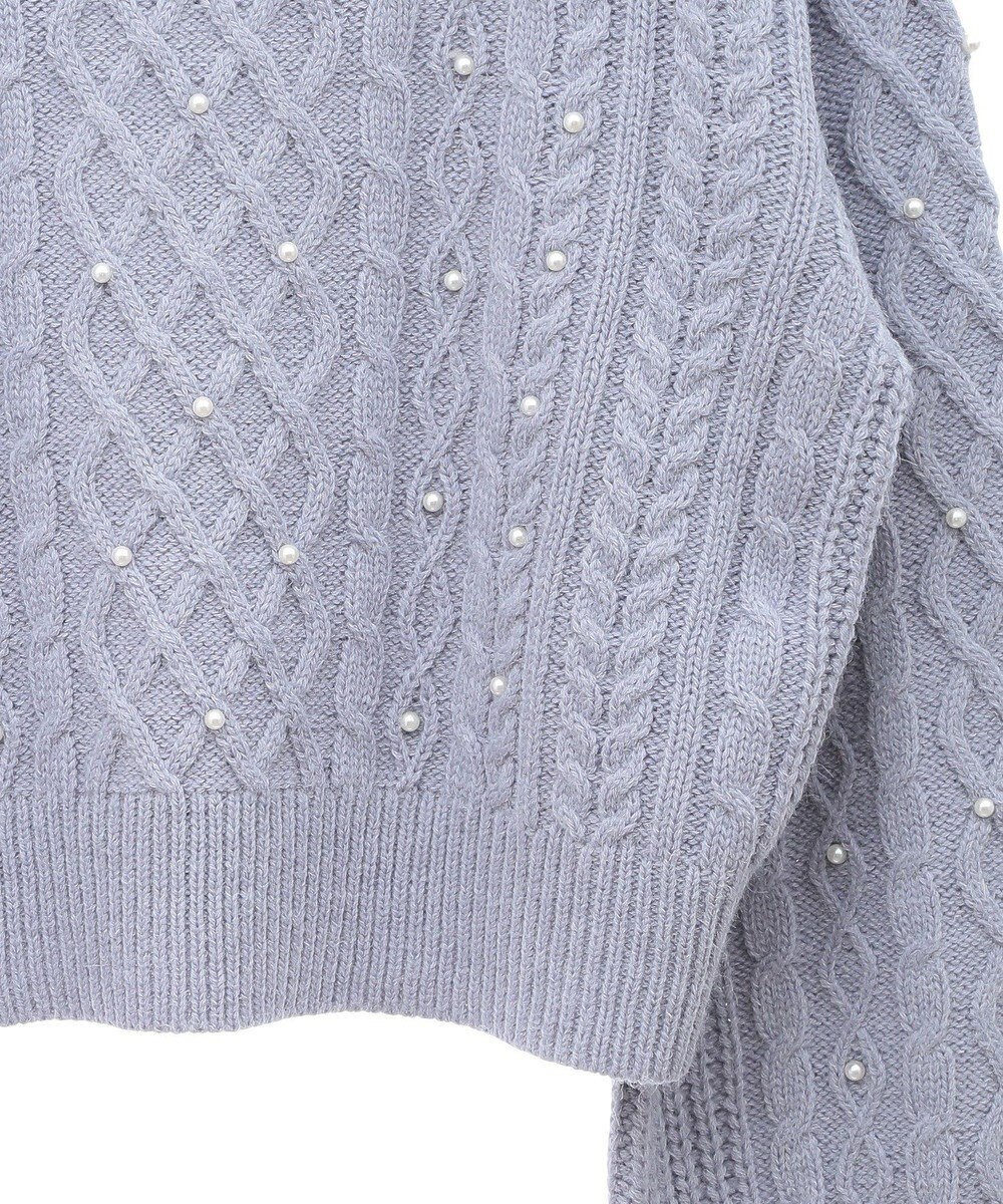 earth music&ecology パール＆ケーブルニットプルオーバー 