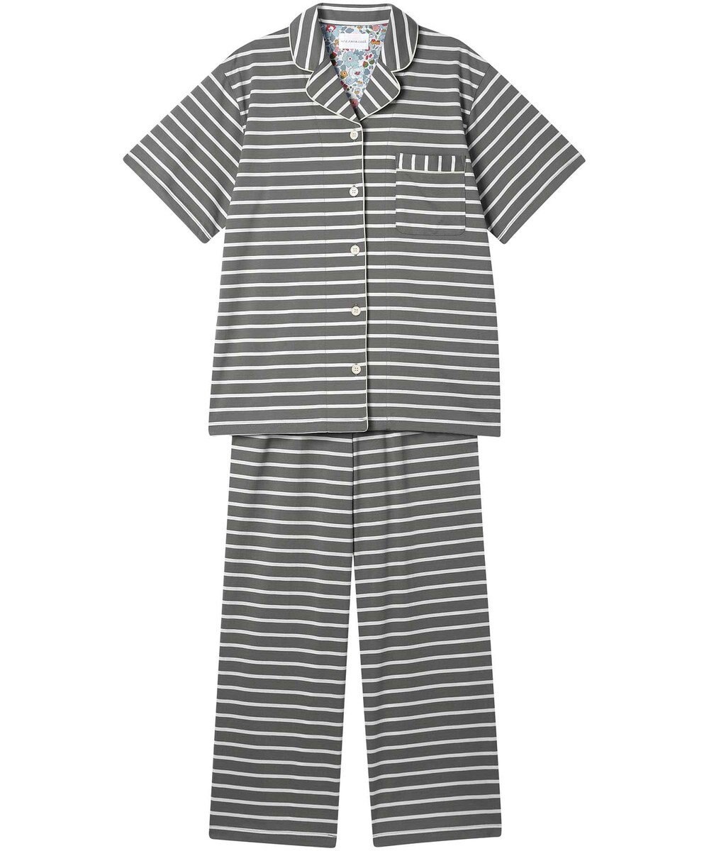 une nana cool 【綿100％】やわらか天竺ボーダー半袖パジャマ MADE WITH LIBERTY FABRIC 