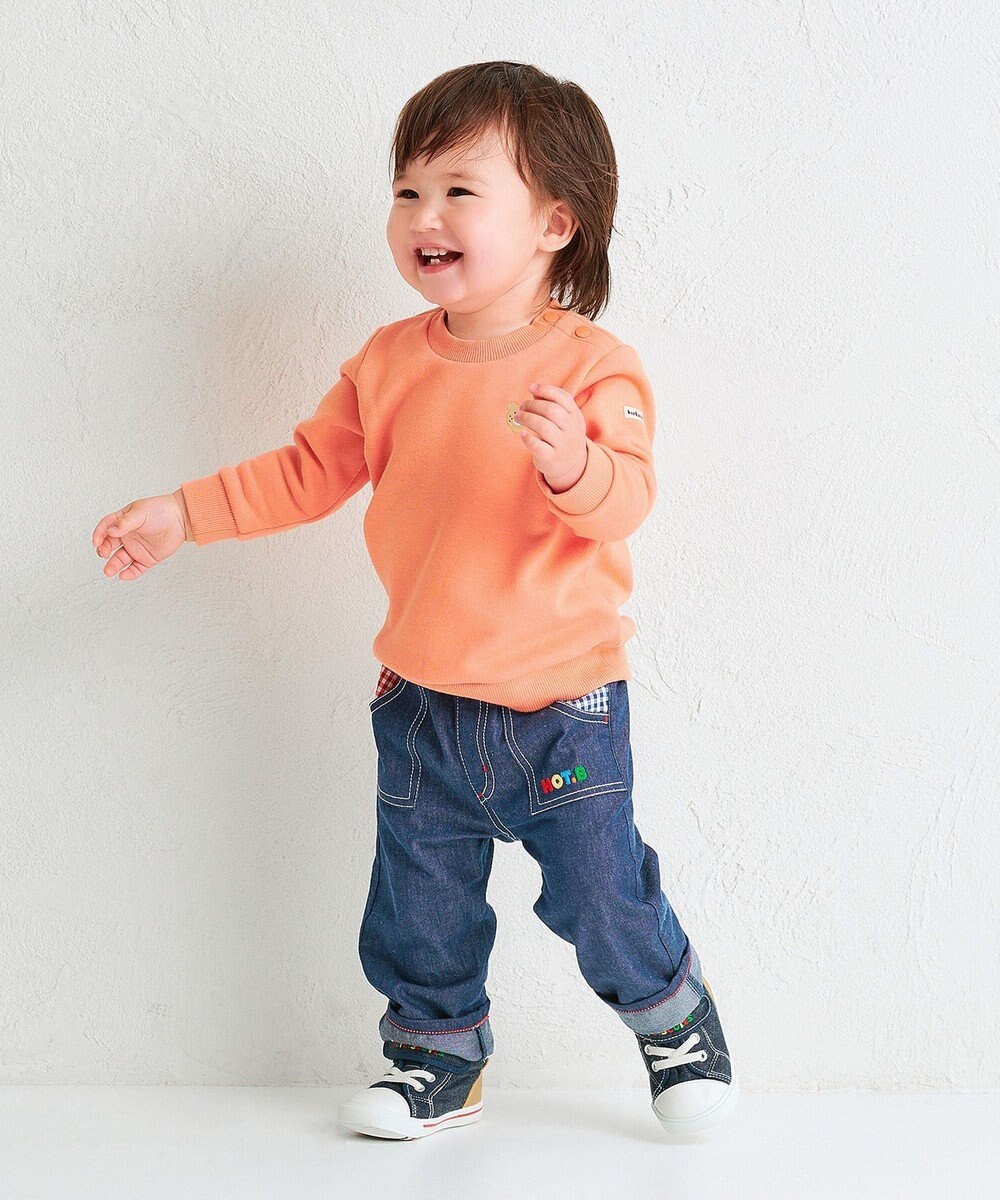 MIKI HOUSE HOT BISCUITS 【70-120cm】【Everyday Series】ワンポイント くすみカラー裏毛パイルトレーナー 