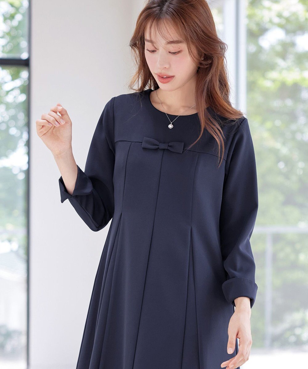 Tiaclasse L 【安田美沙子さん着用・洗える】フレアAラインリボンワンピース 