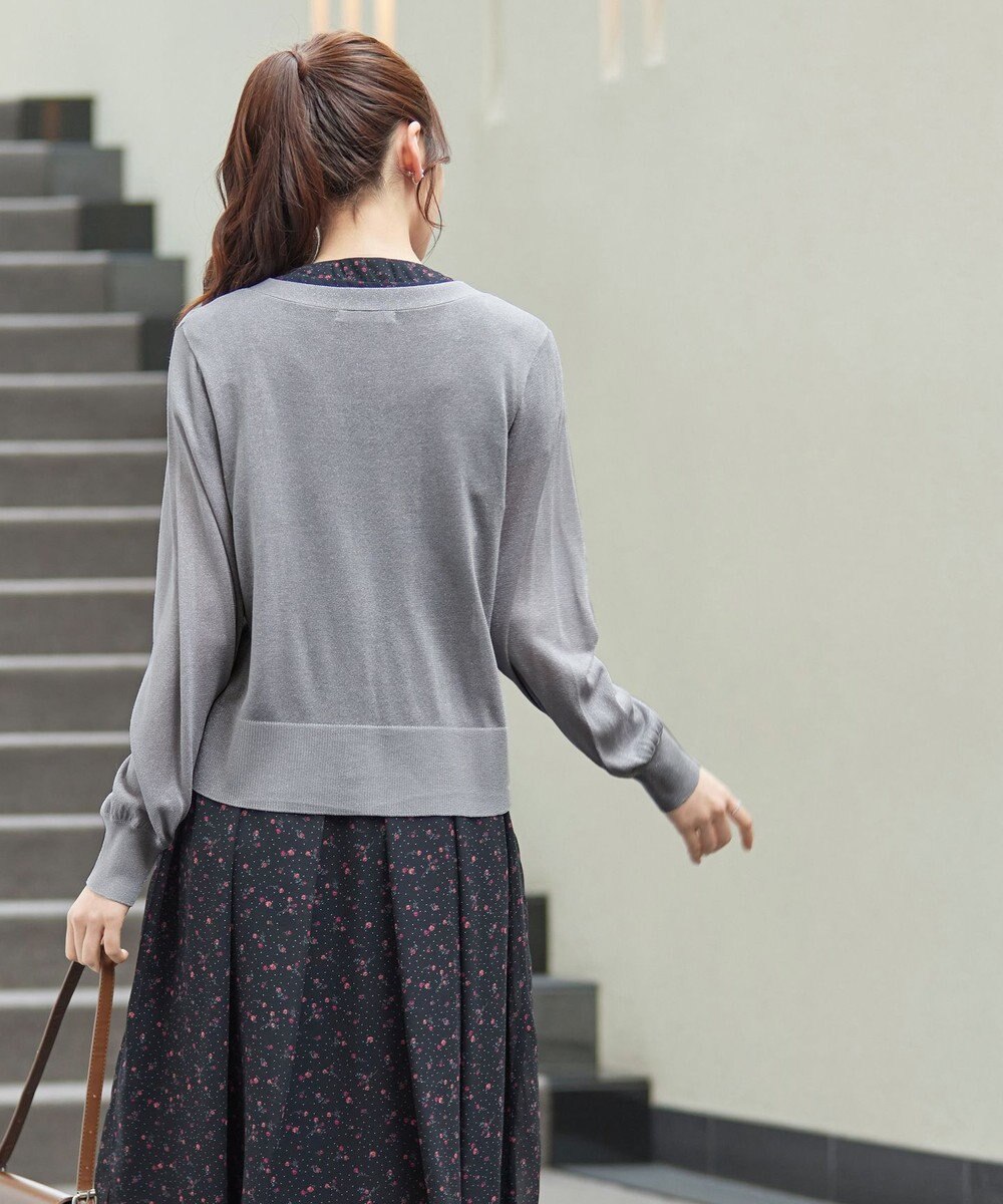 Tiaclasse ラメシアー天竺パールボタンカーディガン 