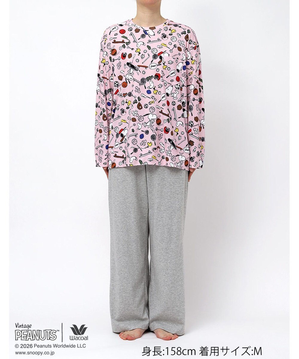 WACOAL PEANUTS パジャマ 長袖 長ズボン 綿100%(本体) スヌーピー レディース FDX561 /ワコール 