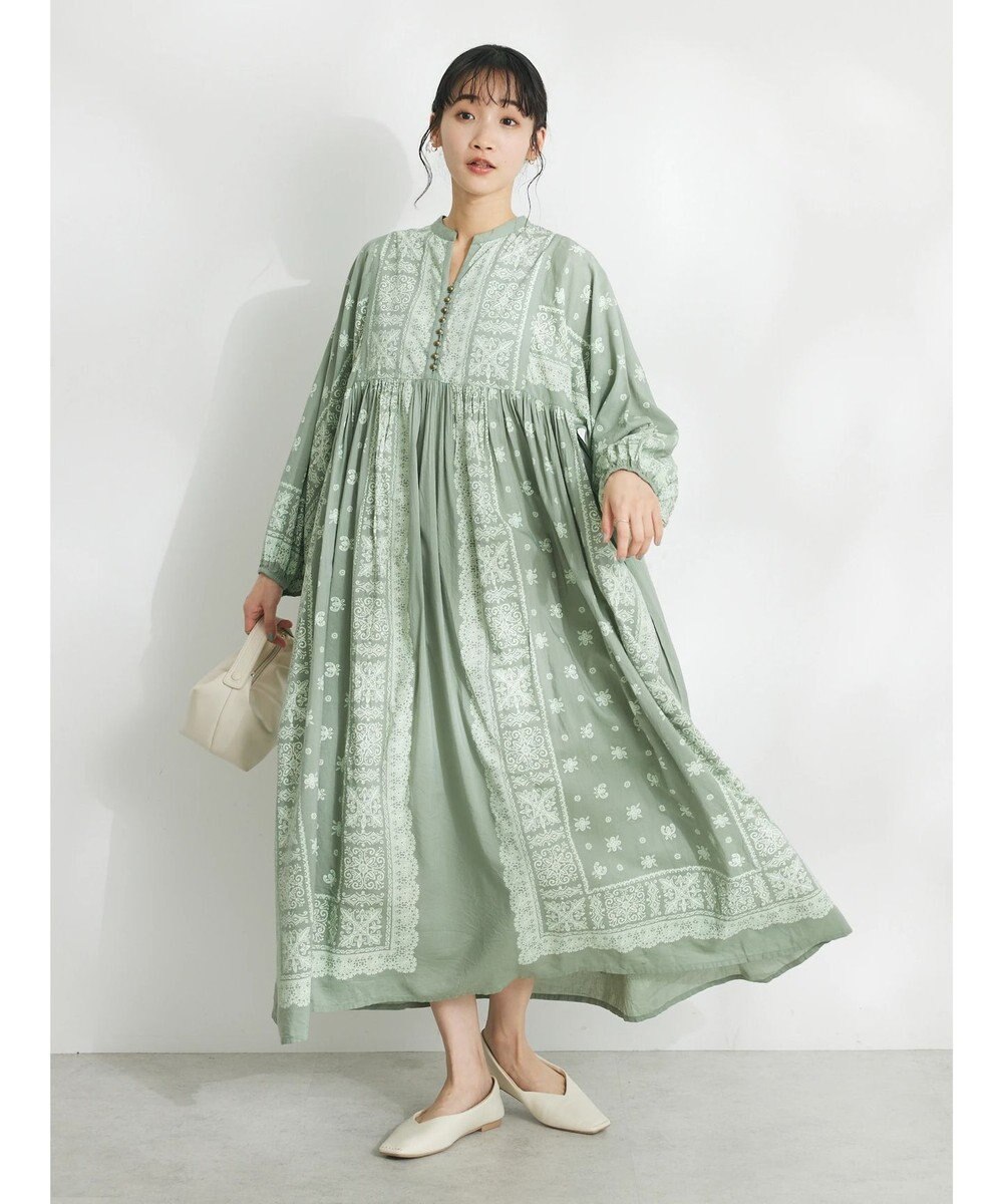 CRAFT STANDARD BOUTIQUE パネル柄ウエスト切り替えボリュームワンピース 