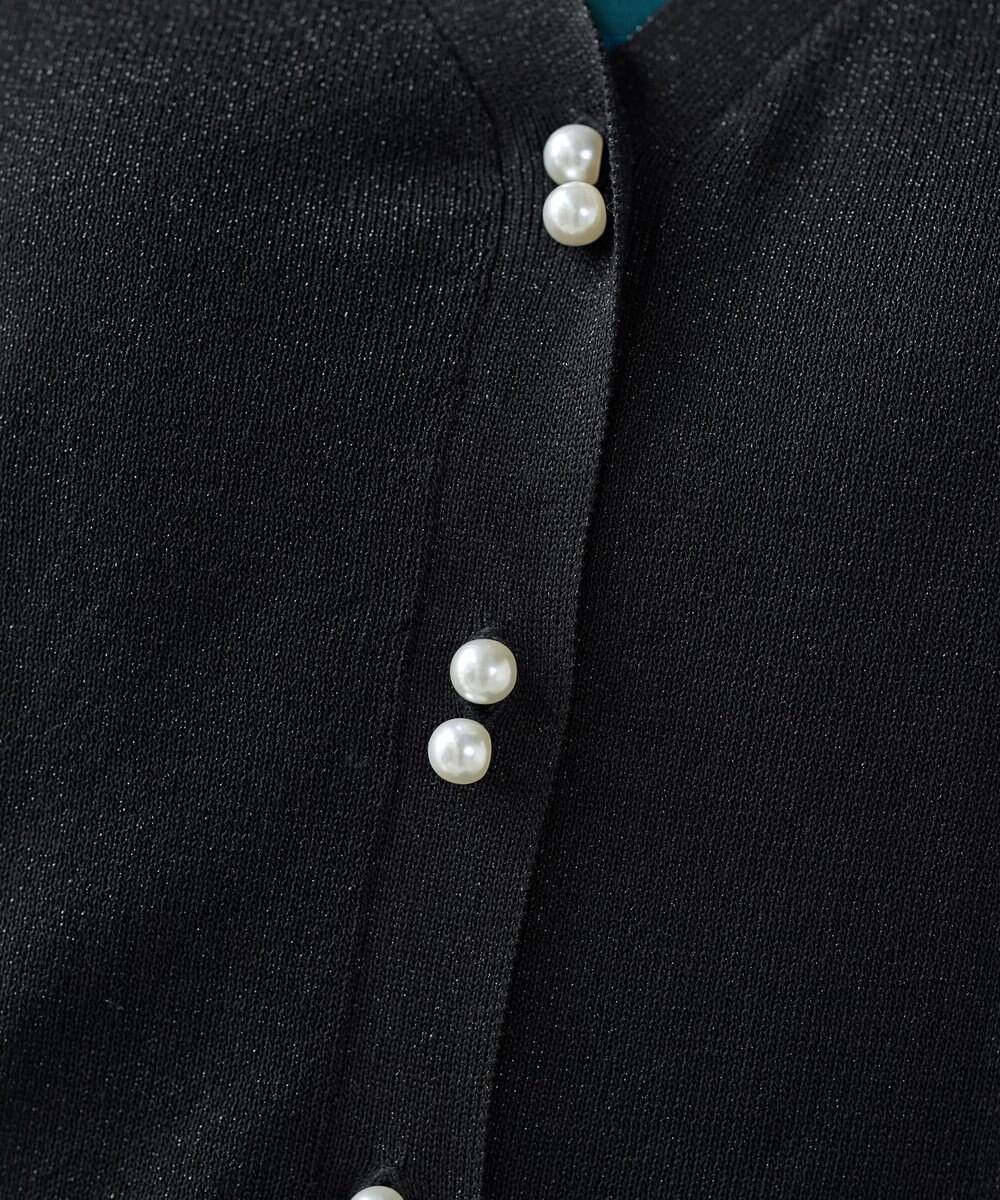 Tiaclasse ラメシアー天竺パールボタンカーディガン 