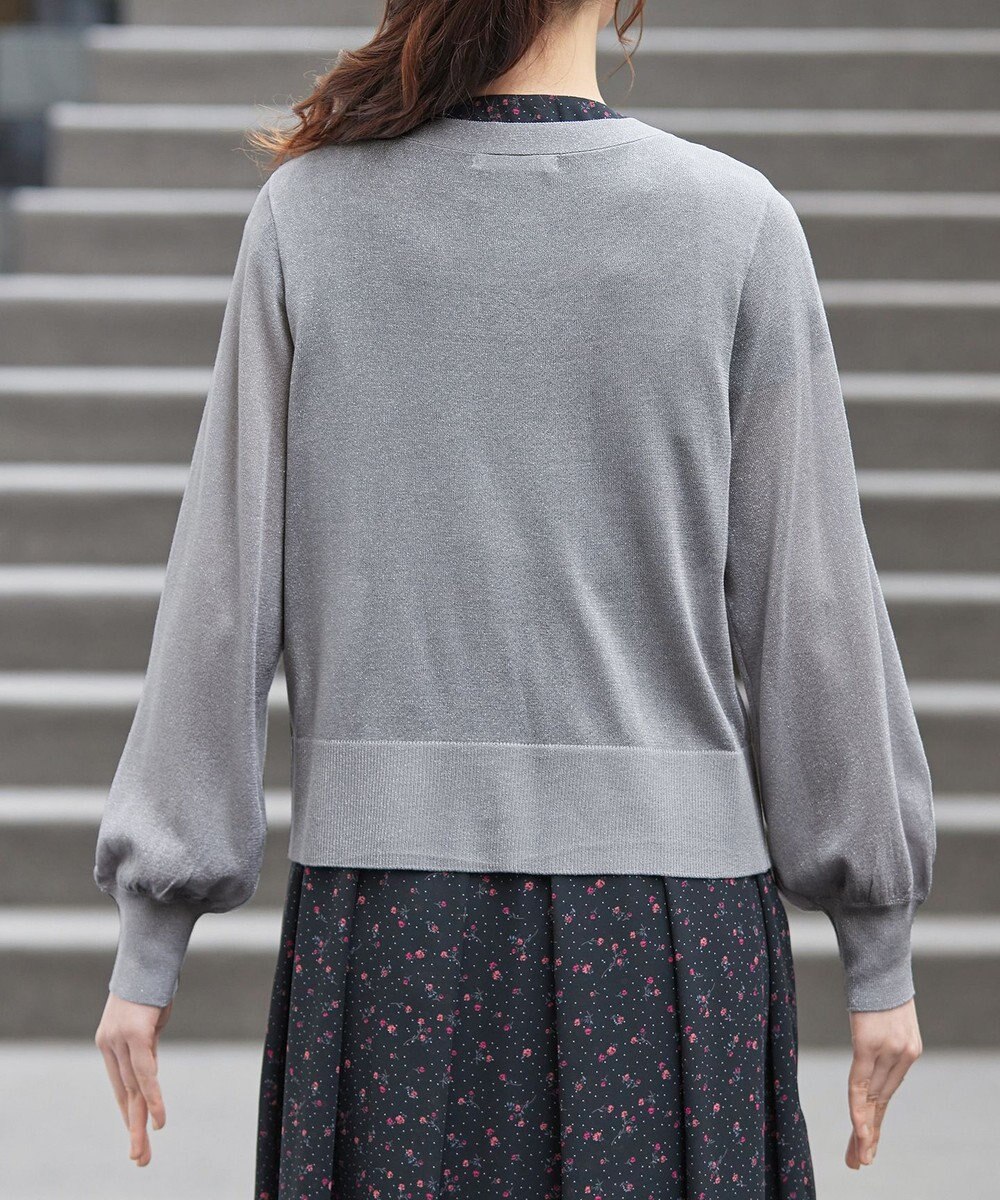 Tiaclasse ラメシアー天竺パールボタンカーディガン 