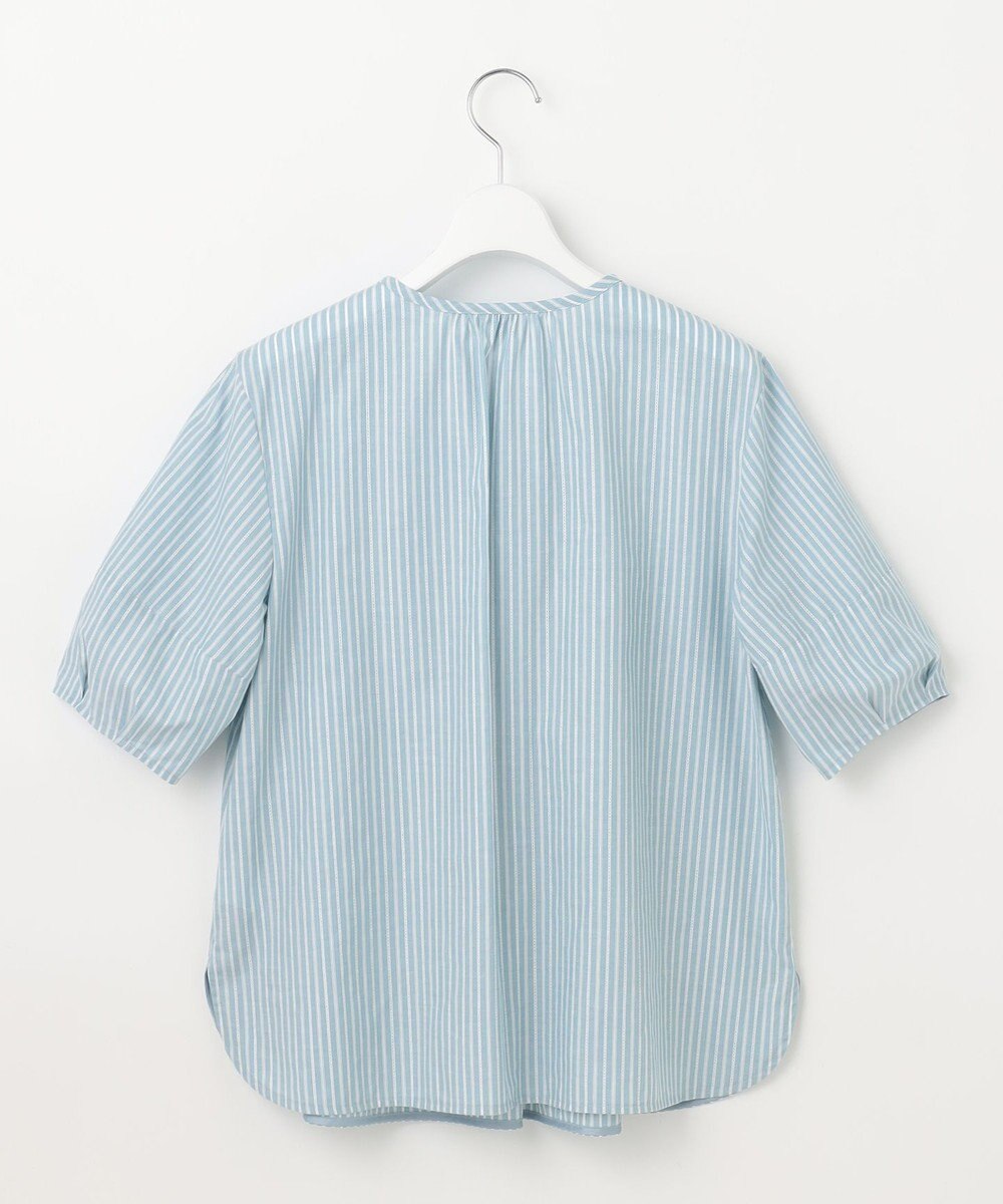 J.PRESS LADIES 【洗える】BEZ空羽ストライプ クルーネック V開き ブラウス 