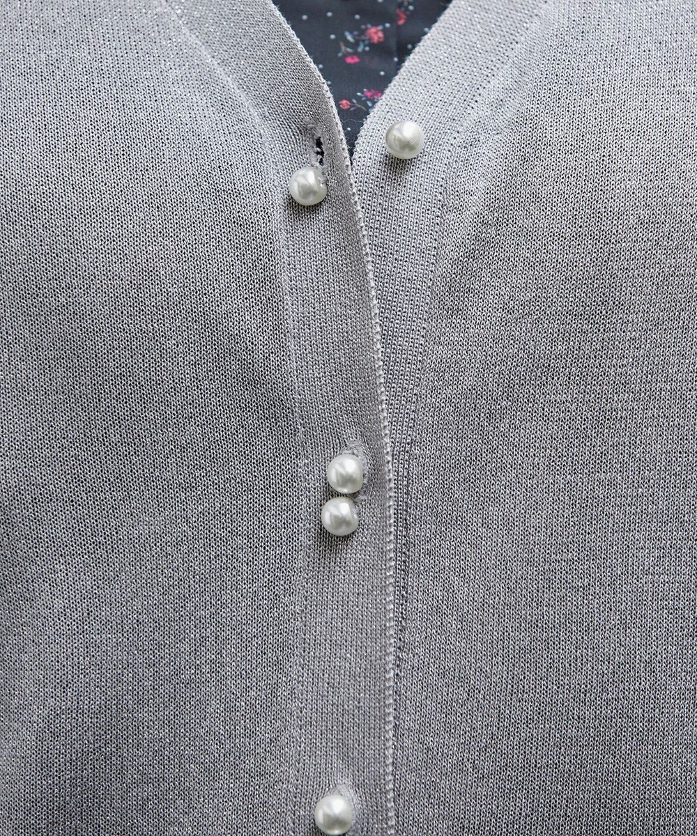 Tiaclasse ラメシアー天竺パールボタンカーディガン 