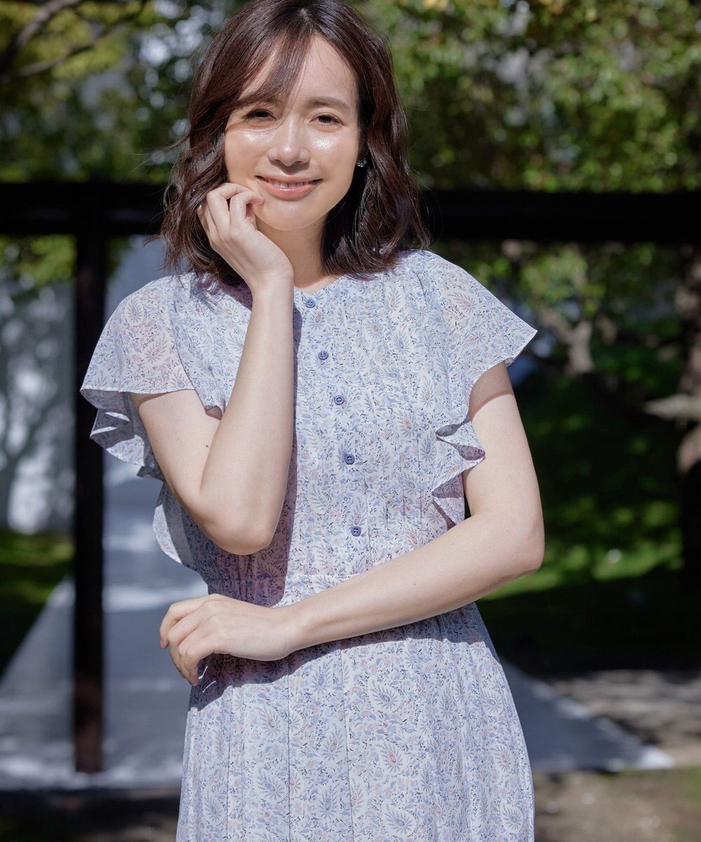 Tiaclasse L 【洗える】ペイズリー柄フレアスリーブワンピース 