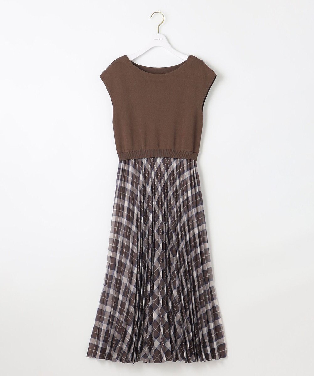 ANY SIS 【洗える】オンブレーチェックコンビ ワンピース 