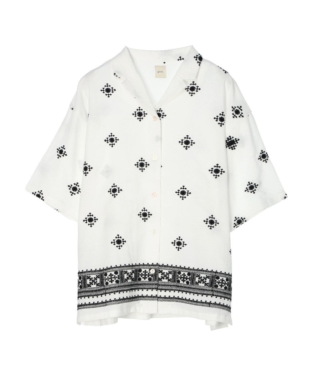 CRAFT STANDARD BOUTIQUE パネル刺繍開襟シャツ 