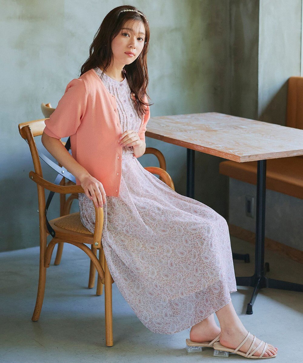 Tiaclasse L 【洗える】ペイズリー柄フレアスリーブワンピース 