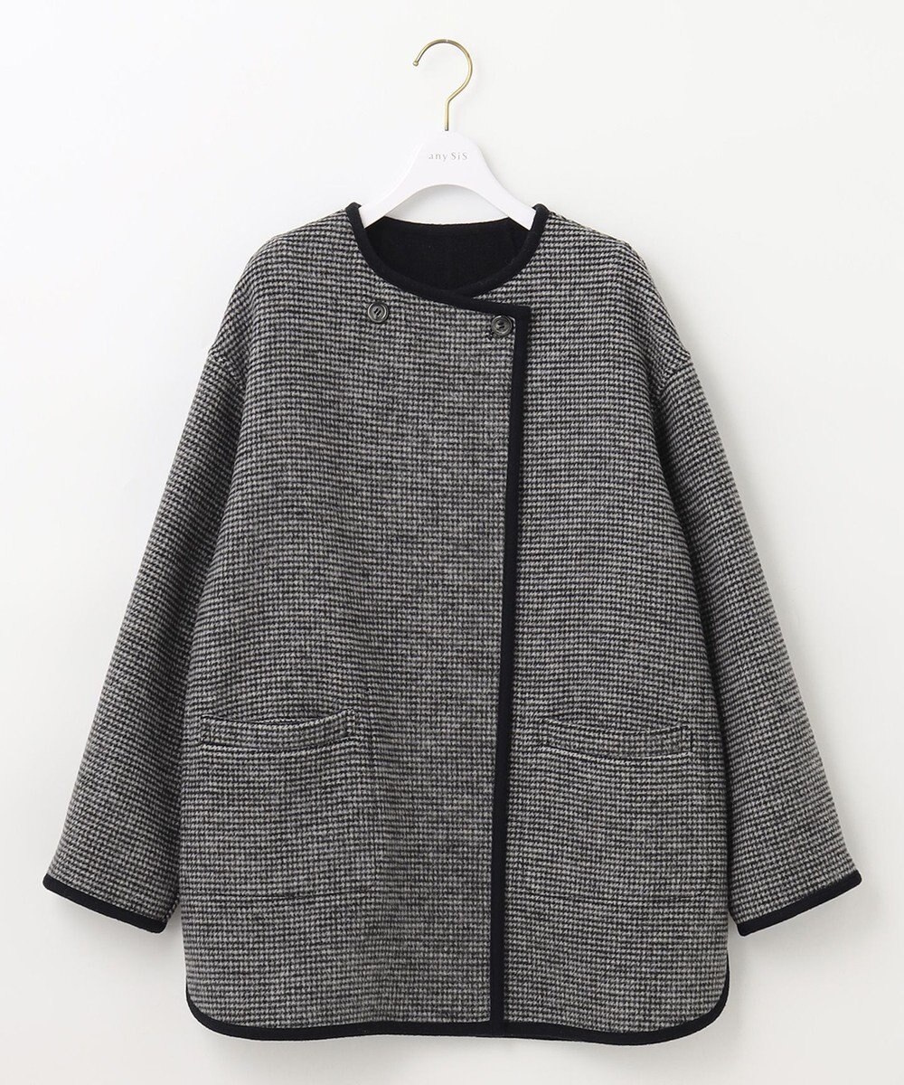 ANY SIS トリミングウールリバー コート 