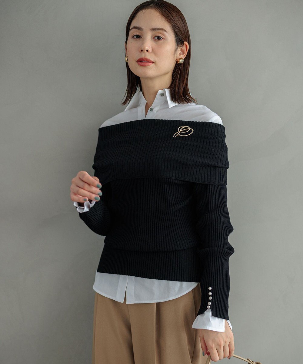 組曲 L 【WEB限定】ELENAオフショル風 ニットプルオーバー 