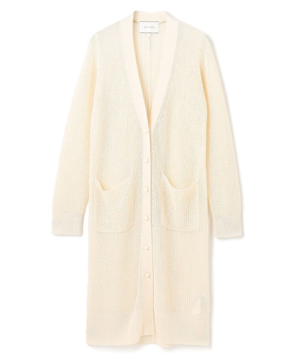 BEIGE， 【洗える】OPTICAL / ペーパーヤーンVネックロングカーディガン 