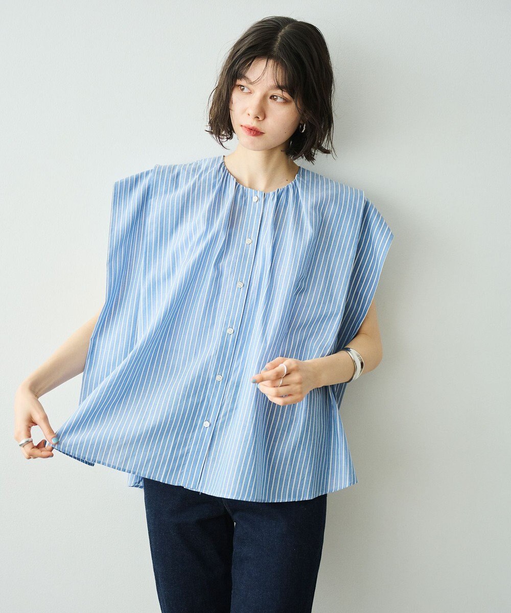 #Newans 【金子綾さんインスタライブご紹介アイテム】マルチストライプノースリーブシャツ 