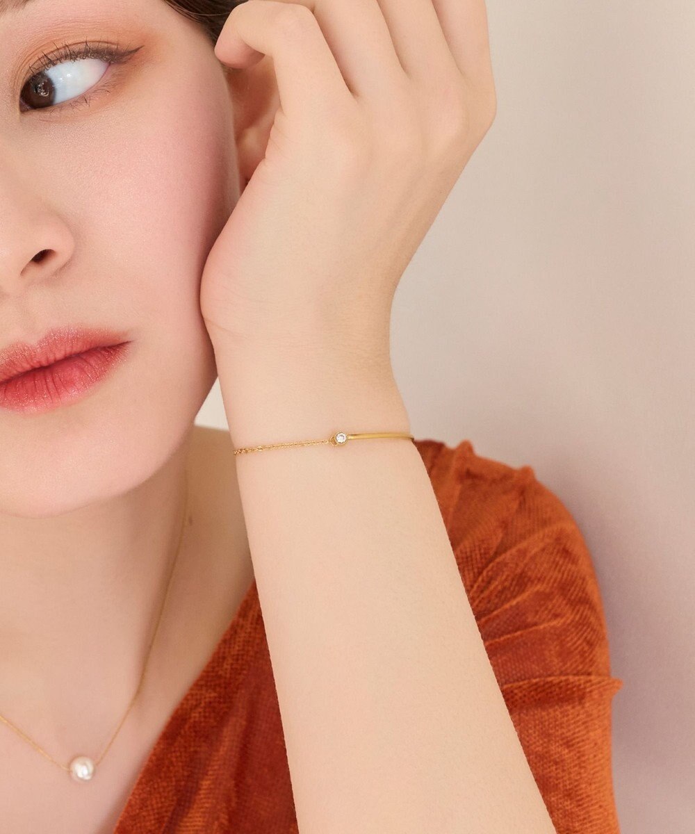 Phoebe 【金属アレルギー対応】グッリターハーフバングルチェーンブレスレット/サージカルステンレス 