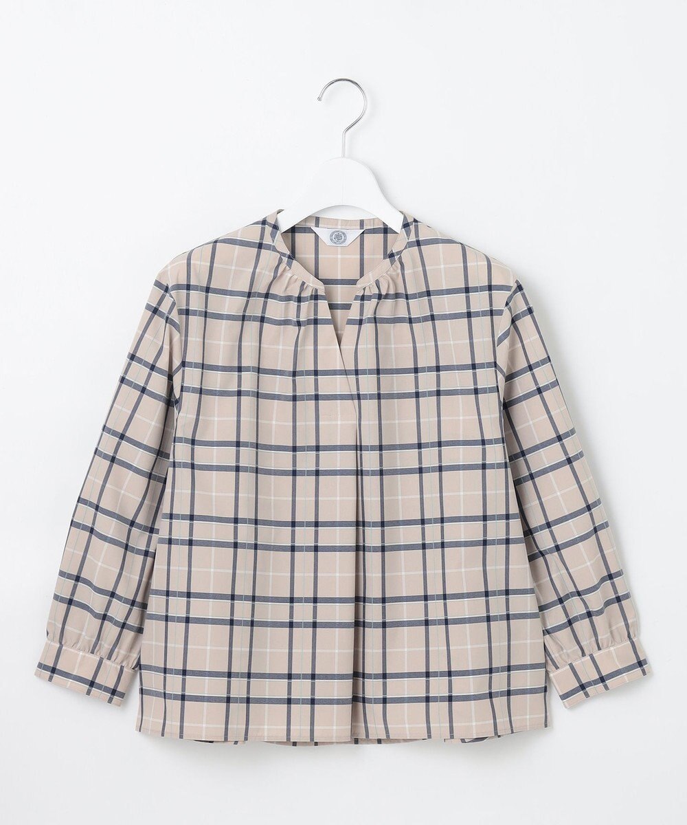 J.PRESS LADIES 【洗える】コンパクトチェック スタンドカラー ブラウス 