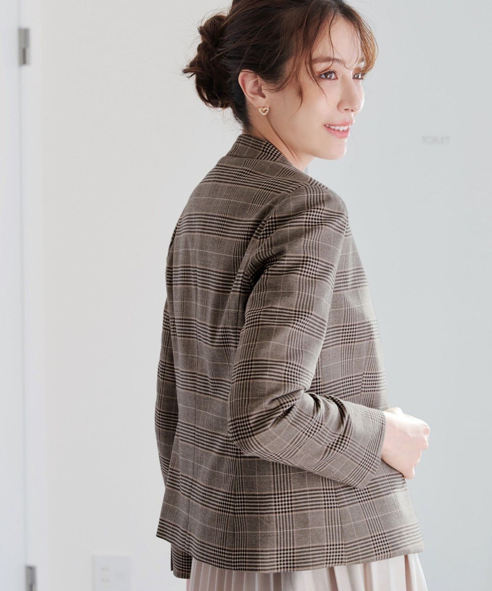 Tiaclasse 【洗える】カラーレスチェック柄ジャケット 