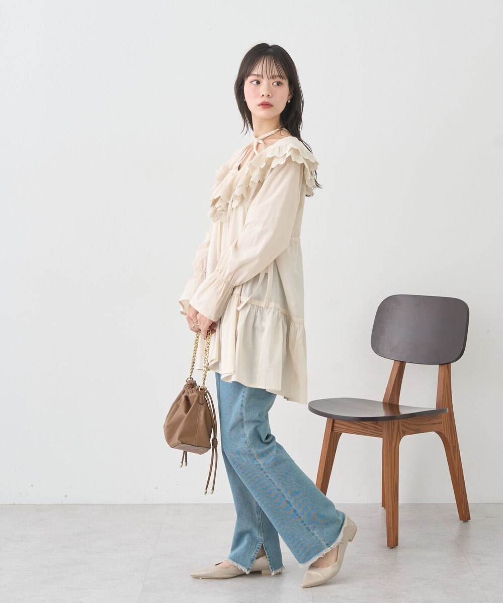 earth music&ecology 【綿100％】サイドリボンラッフルミニワンピース 