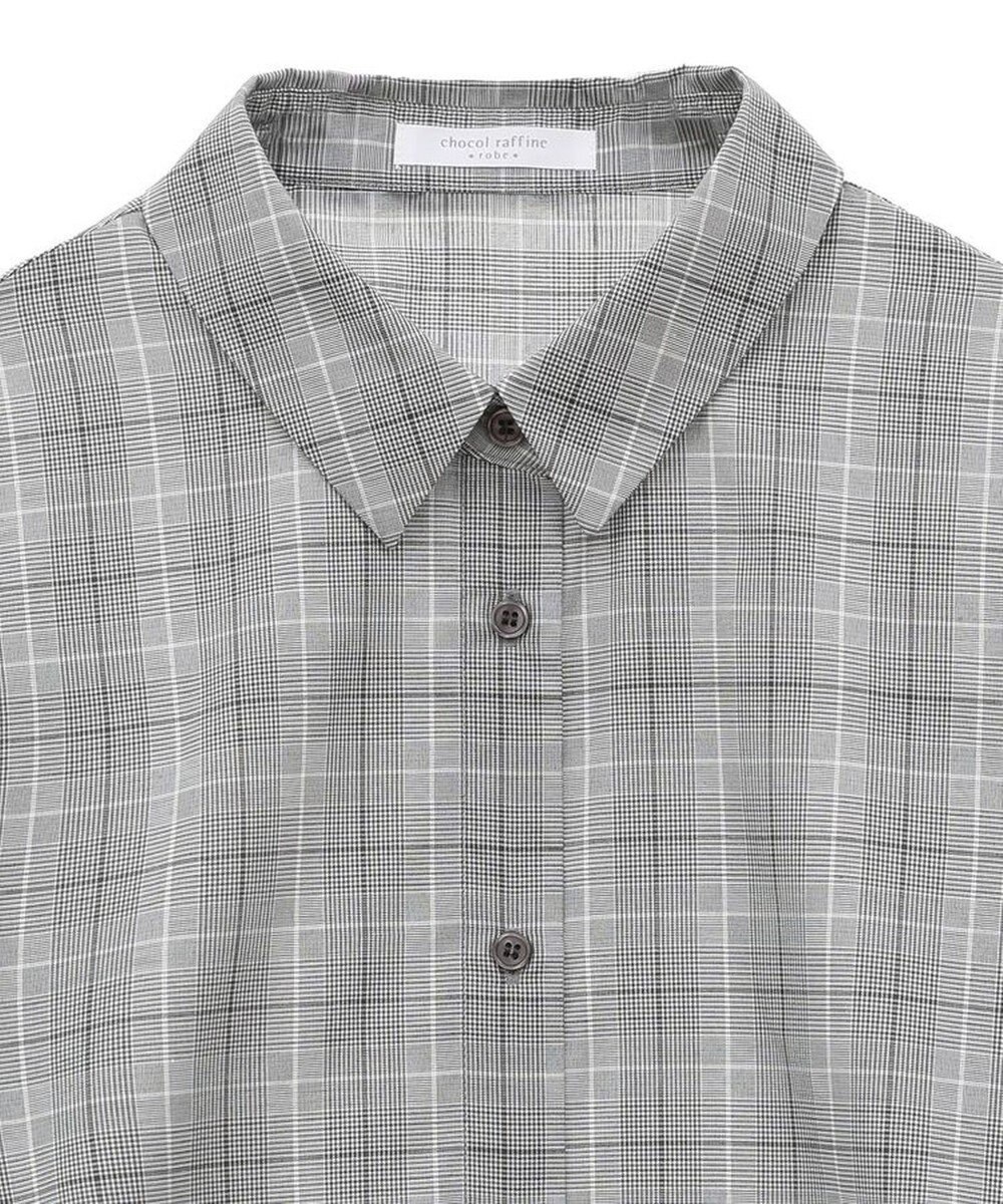 Green Parks サイドドロストショート丈シャツ（チェック） 