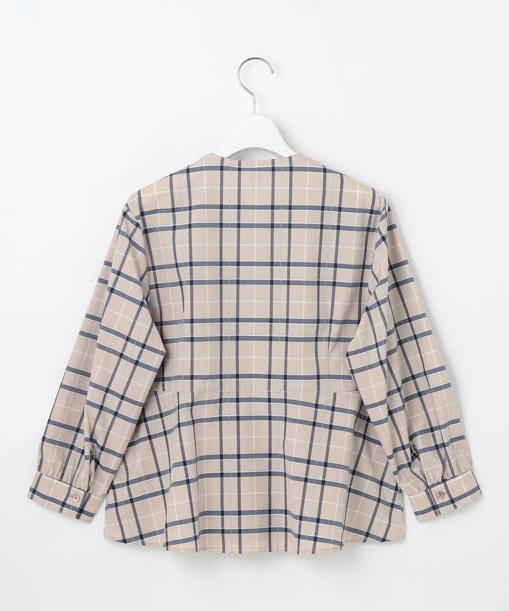 J.PRESS LADIES 【洗える】コンパクトチェック スタンドカラー ブラウス 