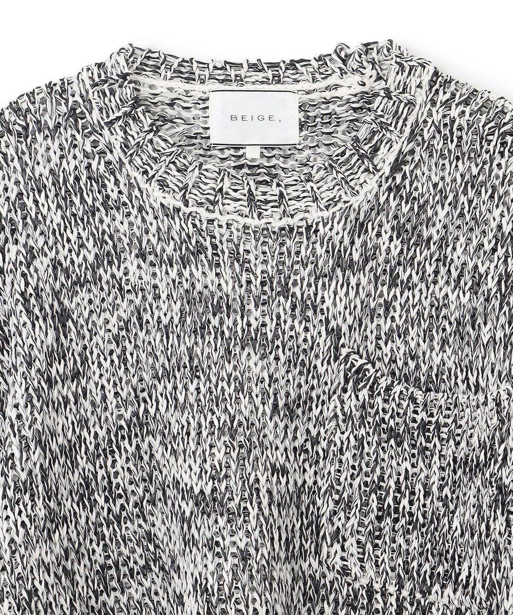 BEIGE， 【洗える・STORY 6月号掲載】THYME / クルーネックコットンメッシュニット 