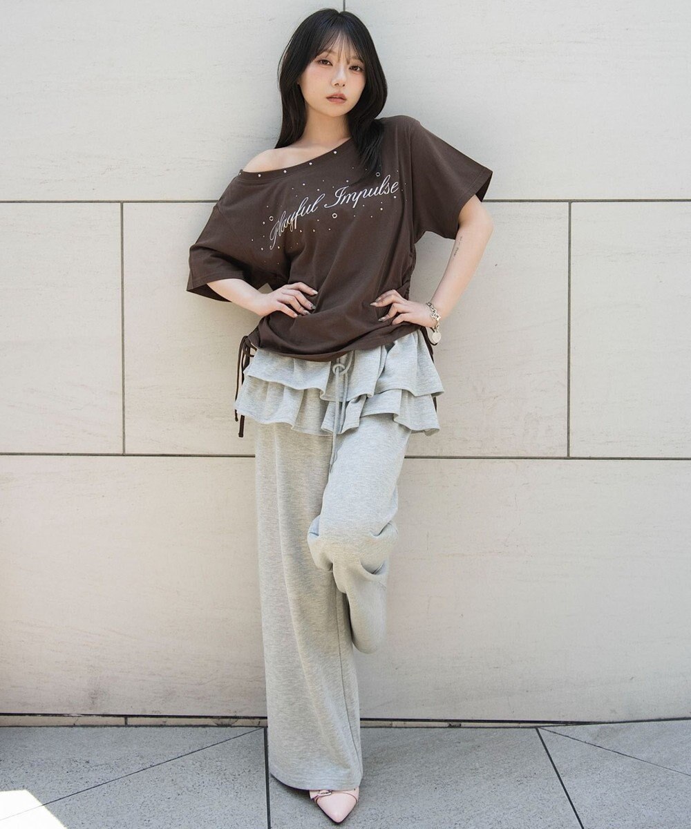 WEGO サイドドロストオフショルグラフィックT 