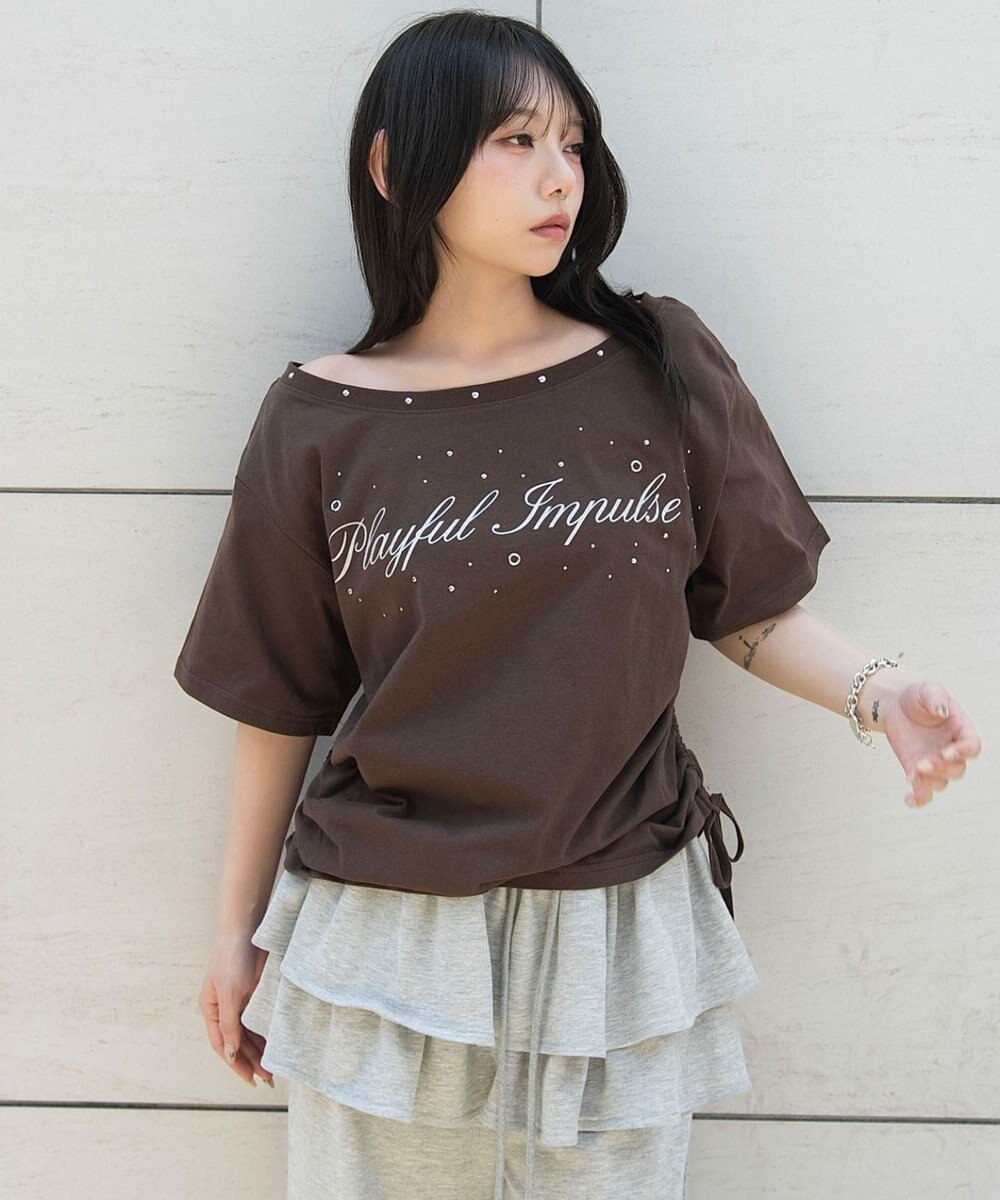 WEGO サイドドロストオフショルグラフィックT 