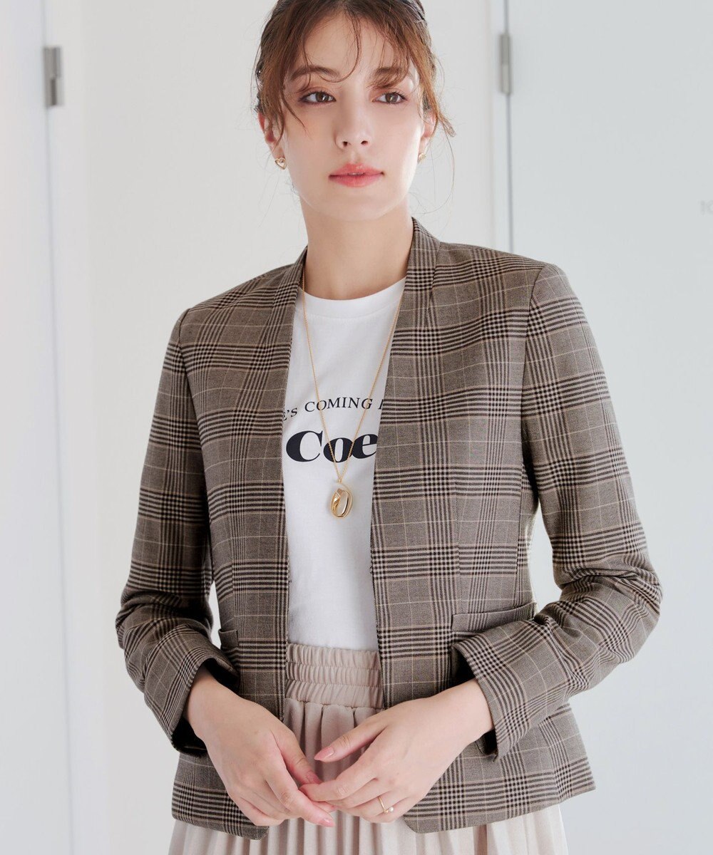 Tiaclasse 【洗える】カラーレスチェック柄ジャケット 