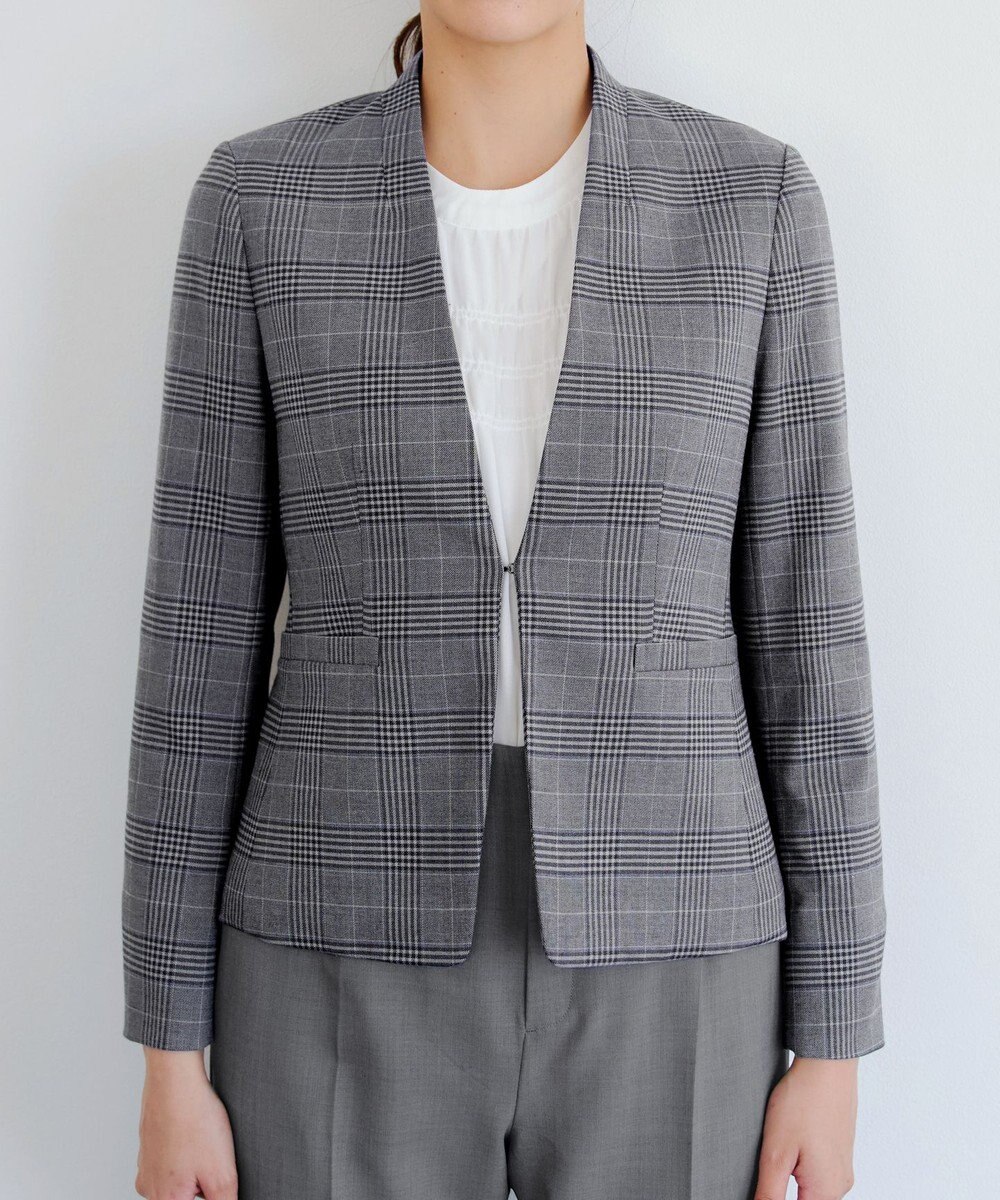 Tiaclasse 【洗える】カラーレスチェック柄ジャケット 