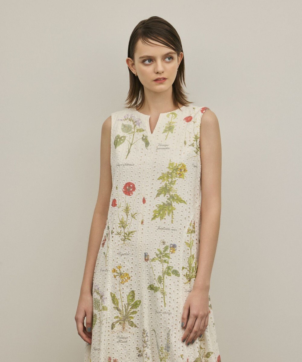 GRACE CONTINENTAL カットワークプリントワンピース 