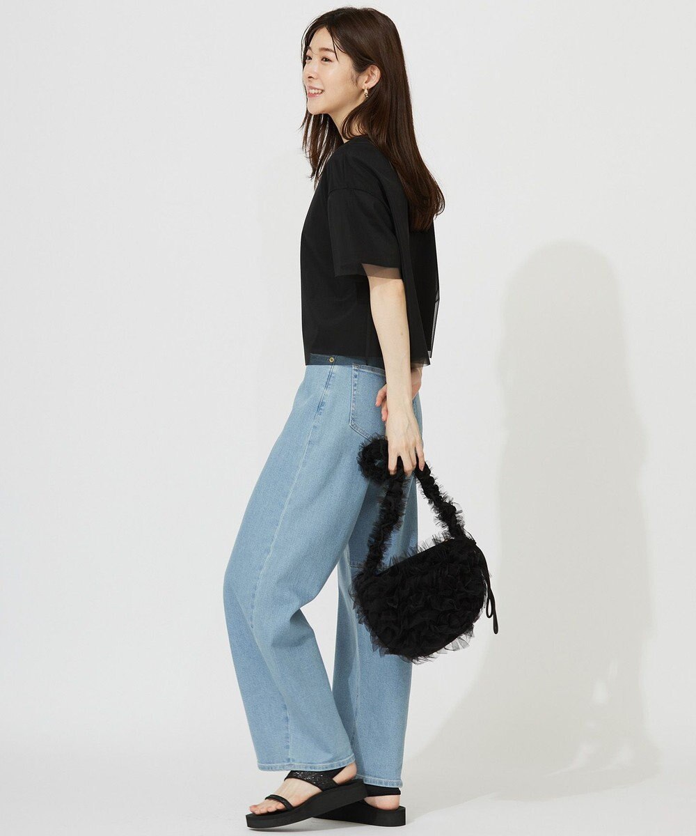 ANY SIS 【洗える】シアーチュールロゴ Tシャツ 