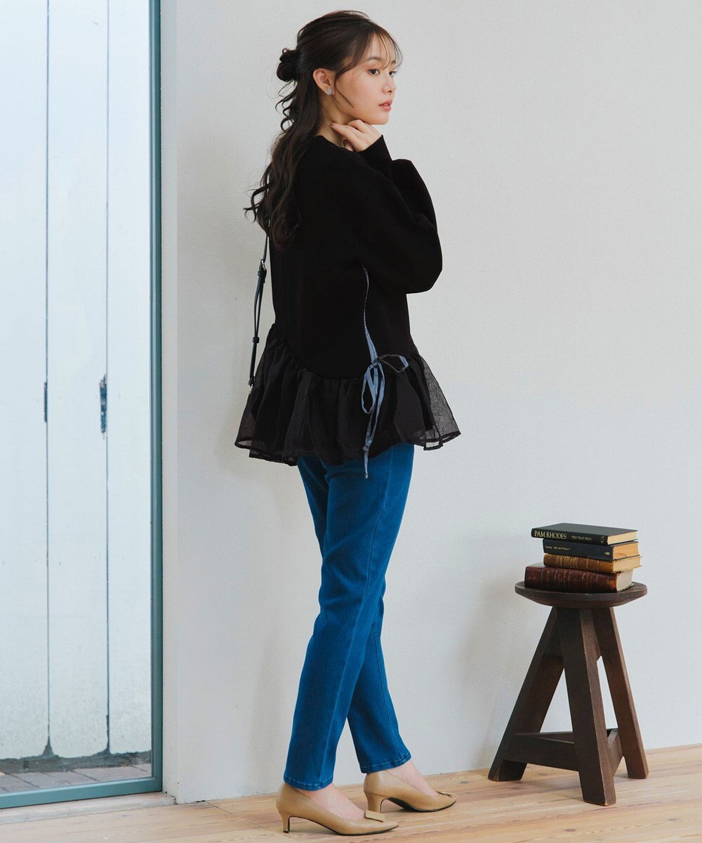 Tiaclasse 【洗える】ペプラムオーガンジーポンチトップス 