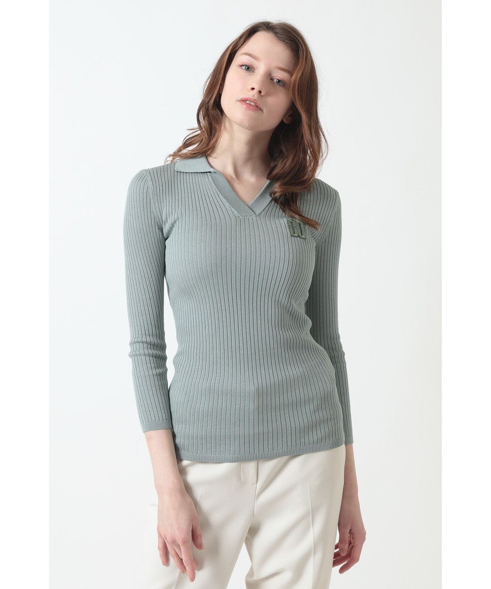 DAKS リブ編みVネックニット 