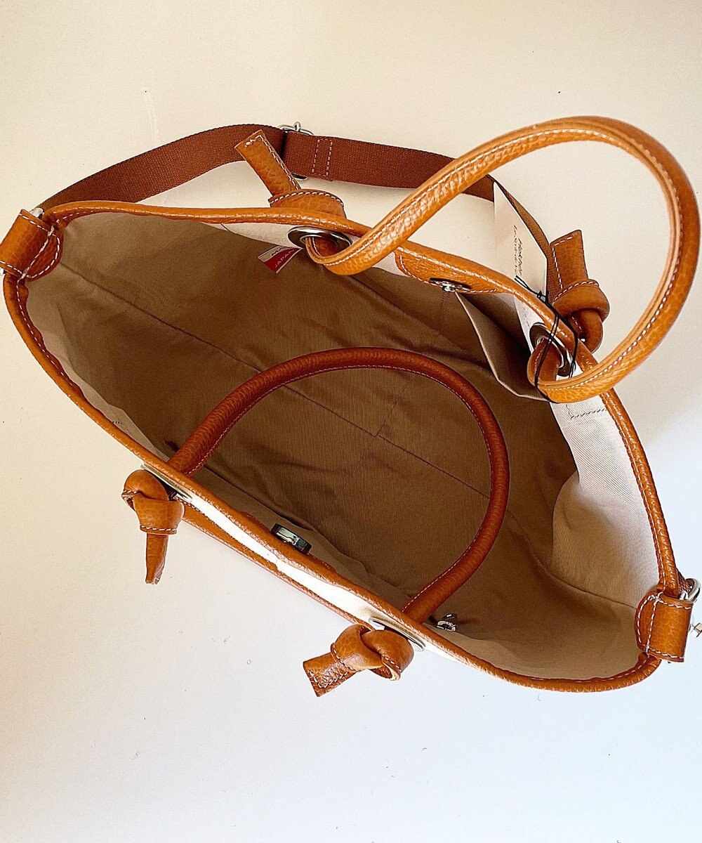 Hekhèr Le Style de Vie 【日本製 / 2WAY】コットンキャンバス×シュリンクレザー ノットハンドバッグ medium 