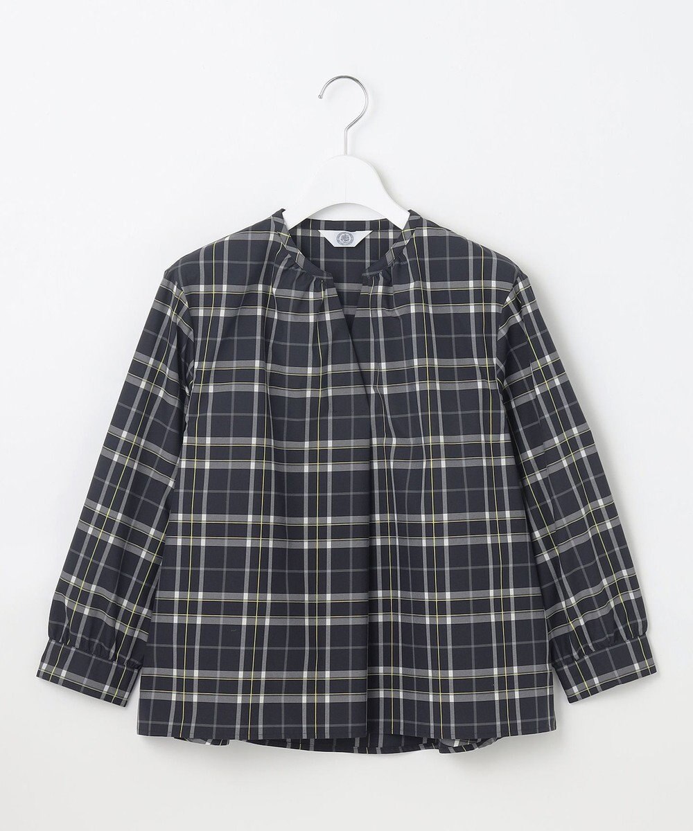 J.PRESS LADIES 【洗える】コンパクトチェック スタンドカラー ブラウス 