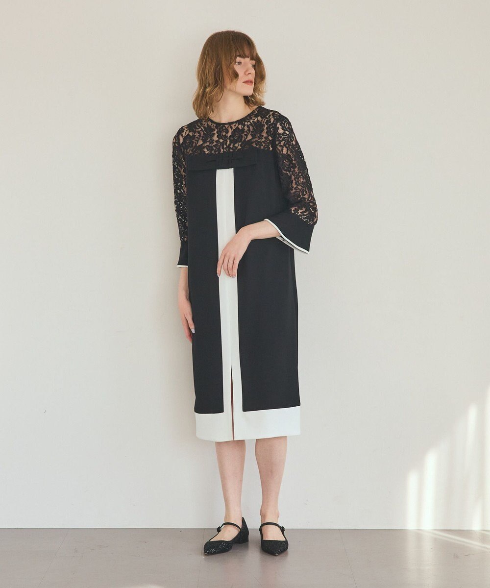 GRACE CONTINENTAL レースコンビバイカラーワンピース 