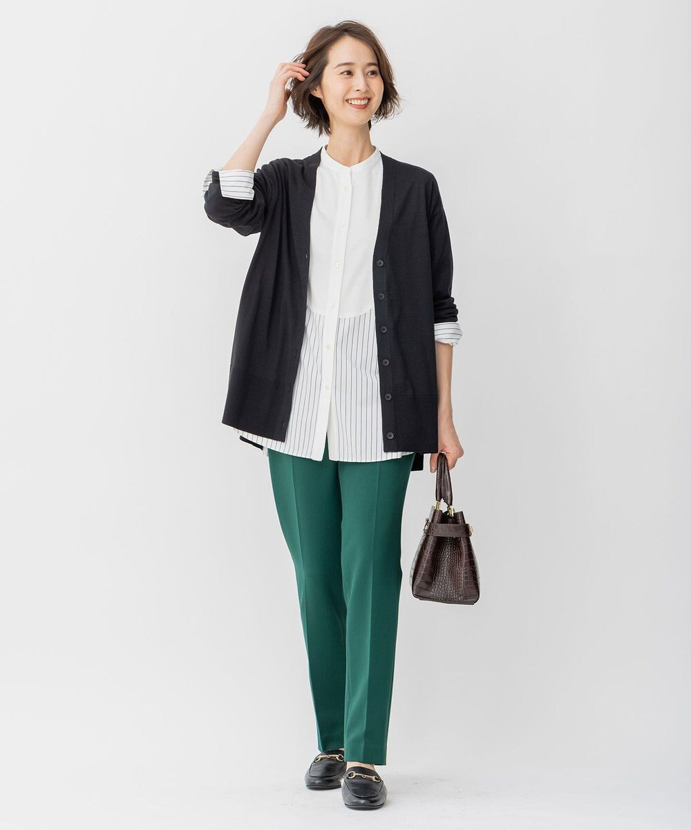 自由区 【洗える】シルクコットンハイゲージ Vネックカーディガン 