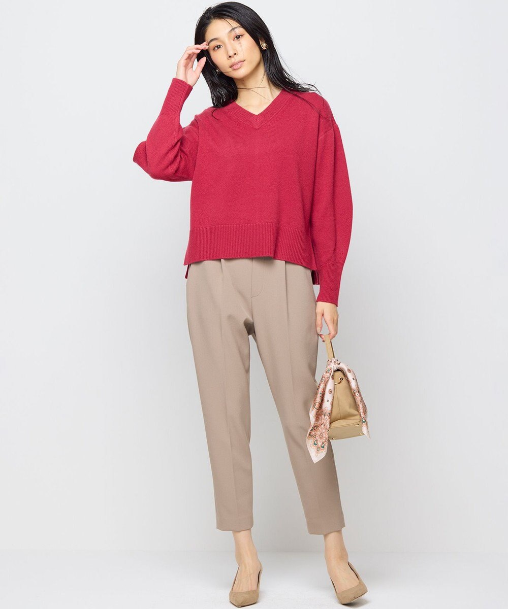 組曲 【暖かい・美シルエット・ストレッチ】バックウォーム テーパードパンツ 