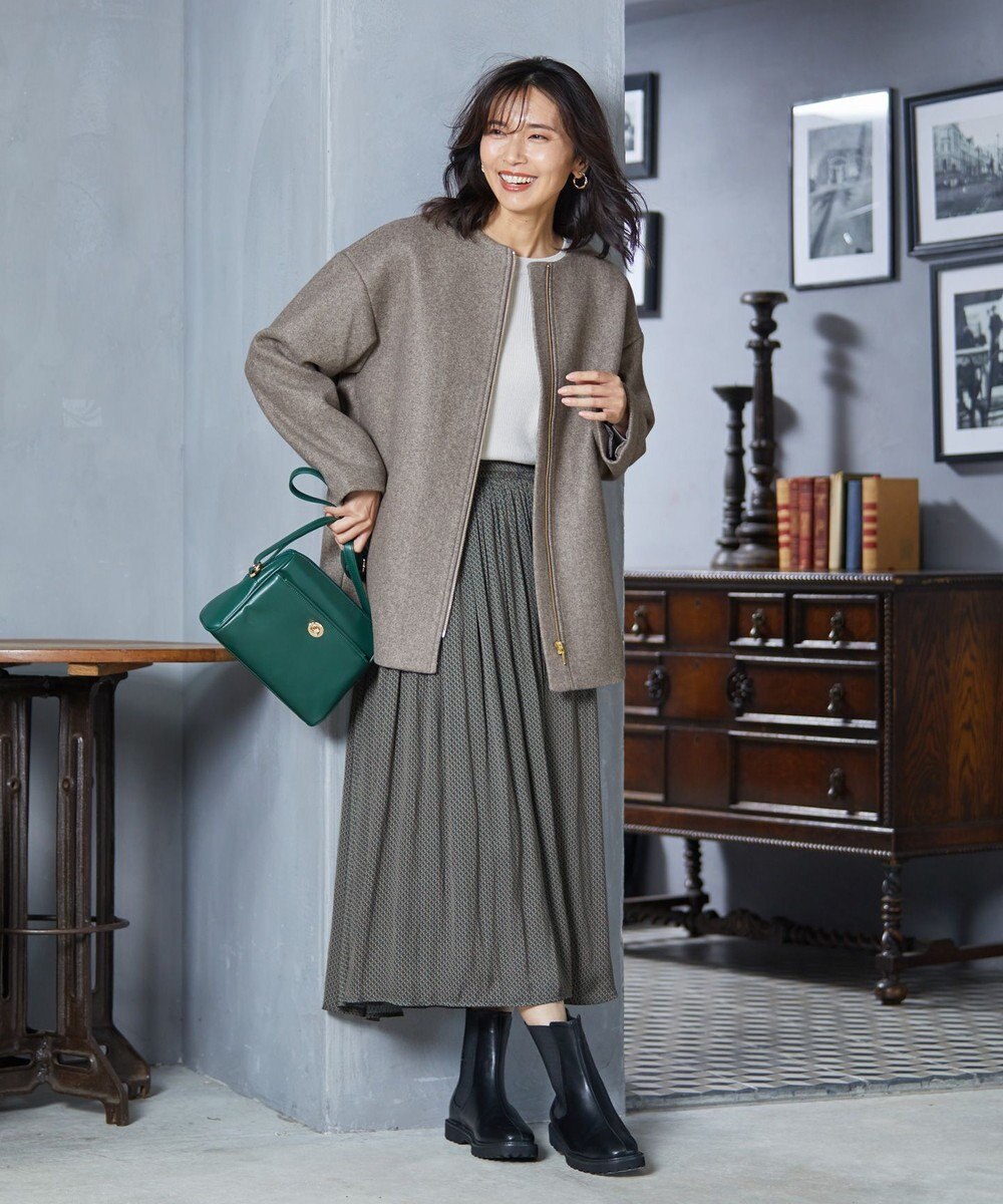 ANY ファイバーウール ノーカラーコート 