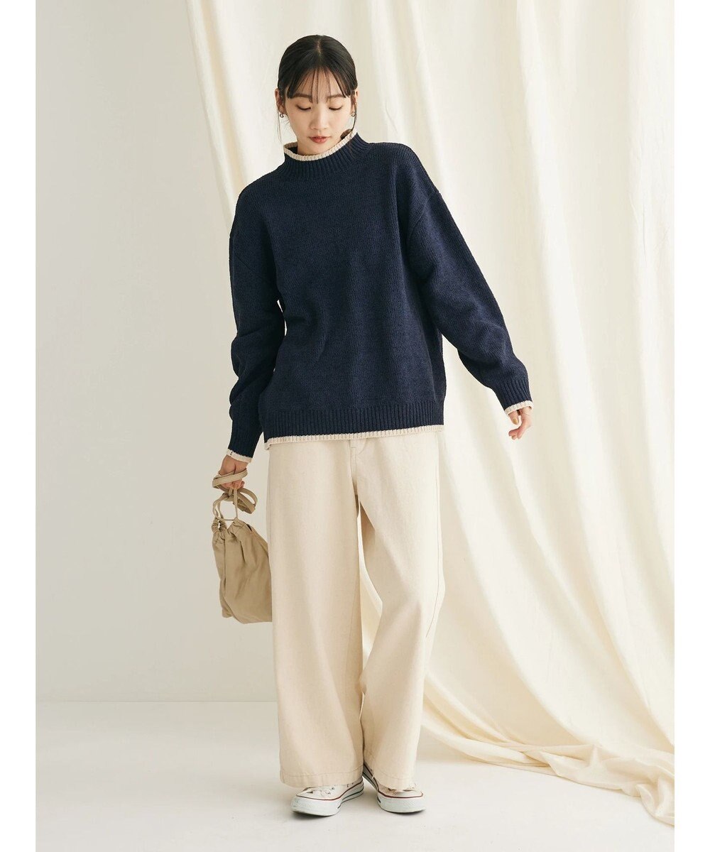 CRAFT STANDARD BOUTIQUE 洗えるモールニット配色プルオーバー 