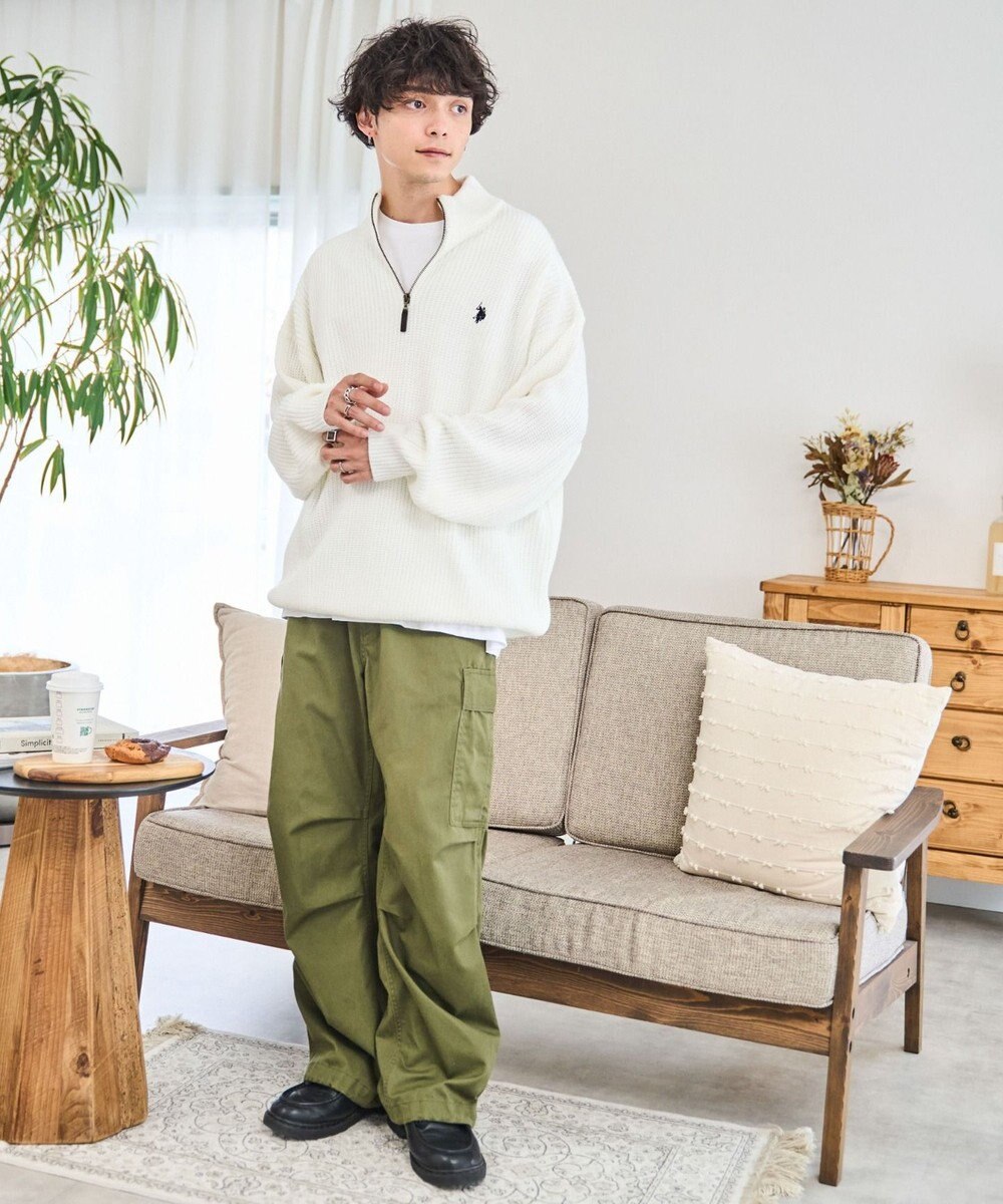 WEGO U.S. POLO ASSN.|別注畔編みハーフジップセーター 