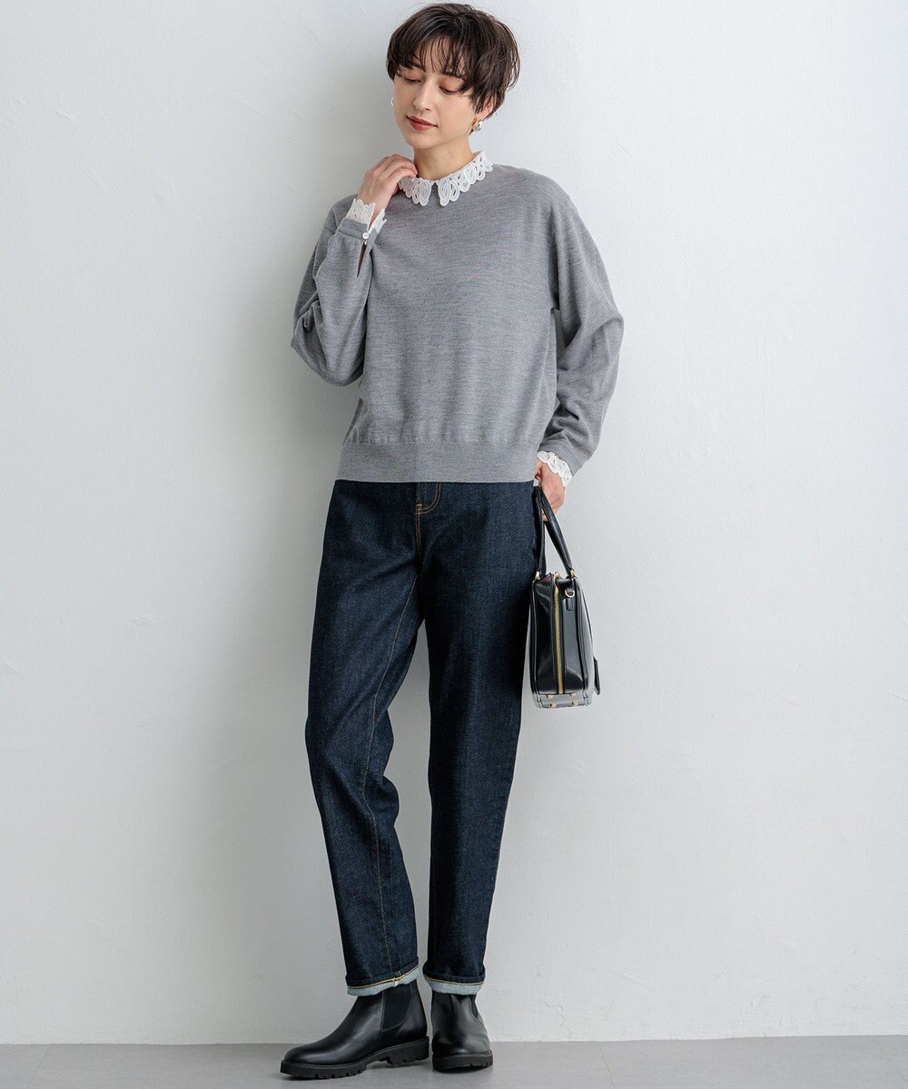 23区 L 【洗える】エンブロイダリーニット 