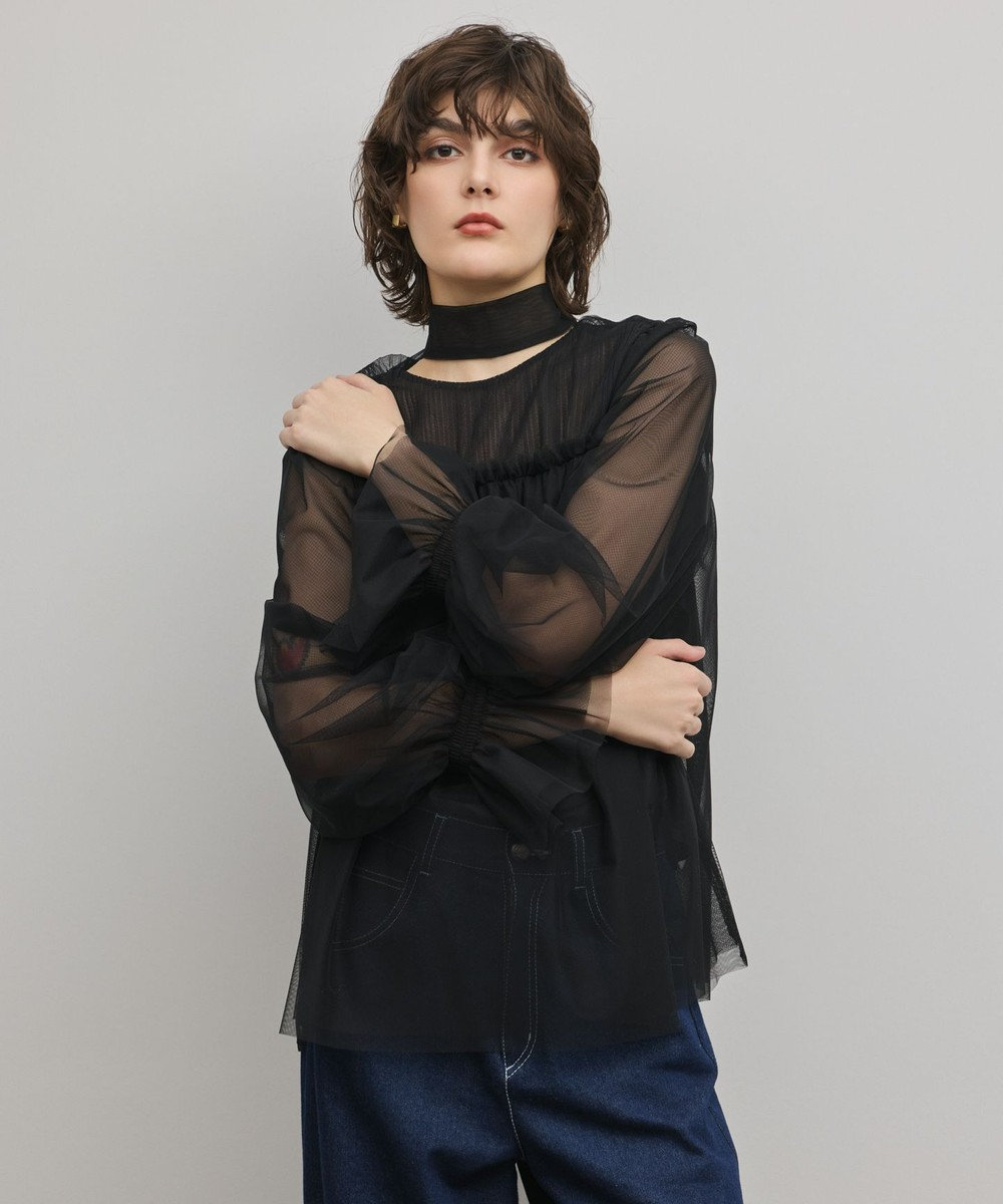 GRACE CONTINENTAL チュールタイブラウス 