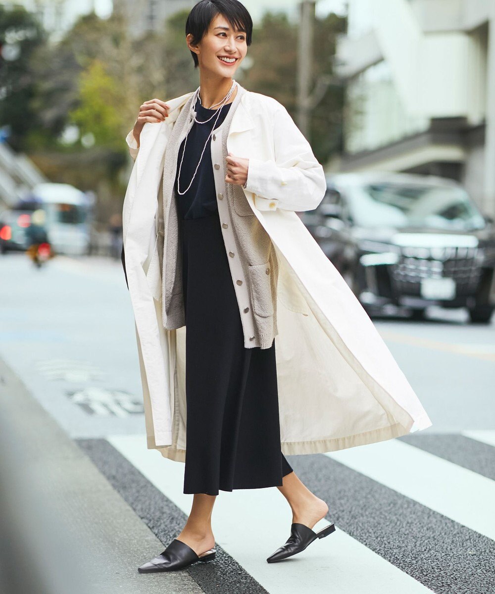 自由区 【XSサイズ～/洗える】テクスチャーコットンブレンド ニットアウター 