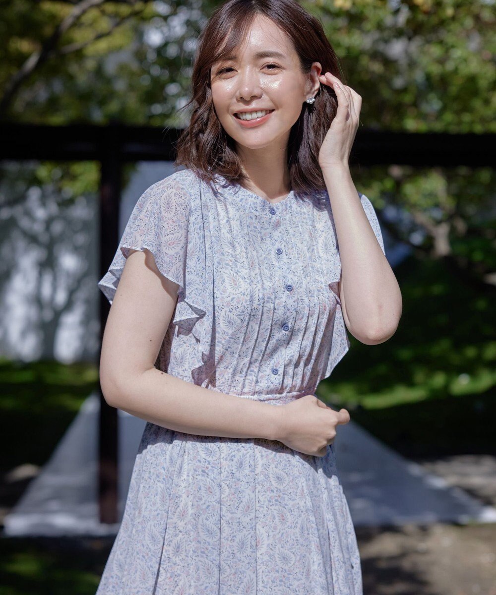 Tiaclasse L 【洗える】ペイズリー柄フレアスリーブワンピース 