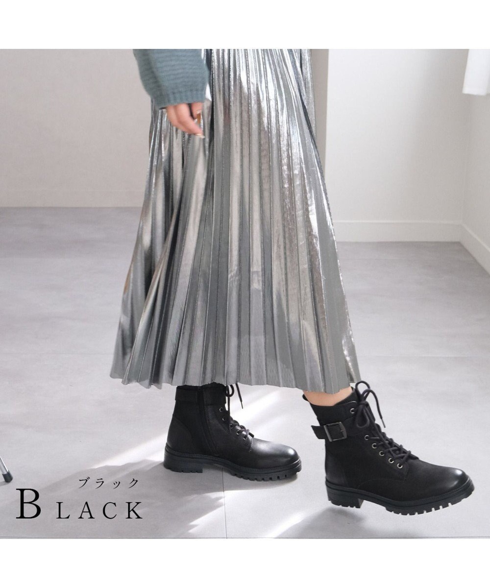 Pointer 本革 足首ベルトレースアップブーツ 