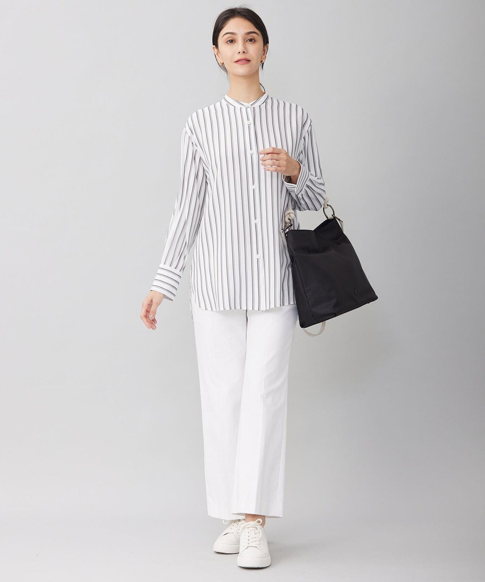 自由区 【洗える】SOMELOSテンセルバンドカラー シャツ 