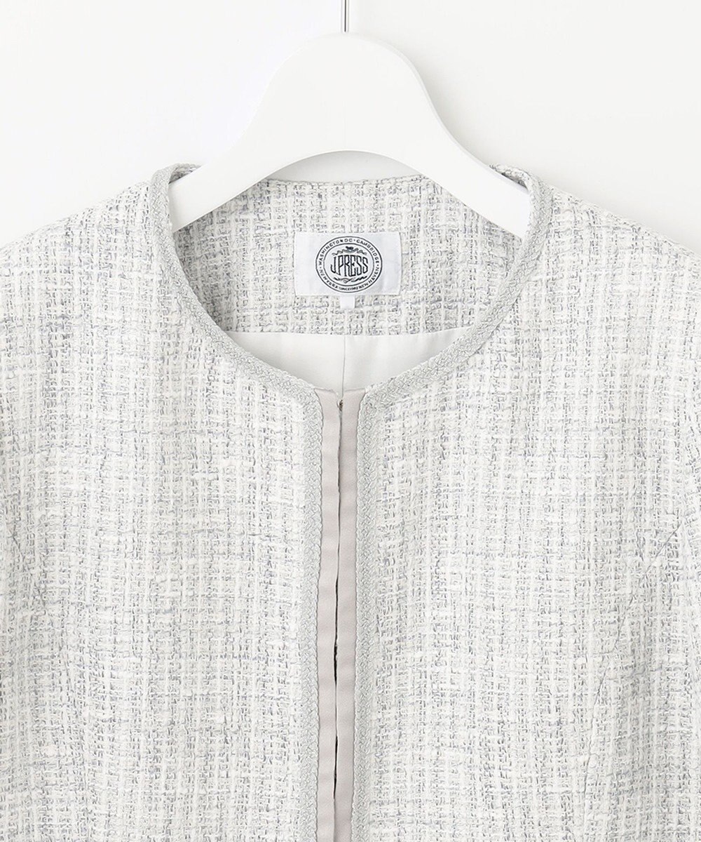 J.PRESS LADIES ファンシーツイード ノーカラー ジャケット 